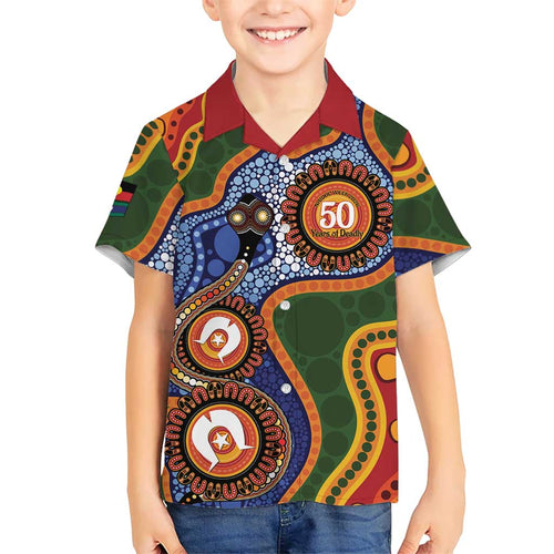 Australia NAIDOC Week 2026 Family Matching Puletasi and Hawaiian Shirt 50 Years of Deadly Dhari Snake Aboriginal Art