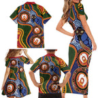Australia NAIDOC Week 2026 Family Matching Short Sleeve Bodycon Dress and Hawaiian Shirt 50 Years of Deadly Dhari Snake Aboriginal Art