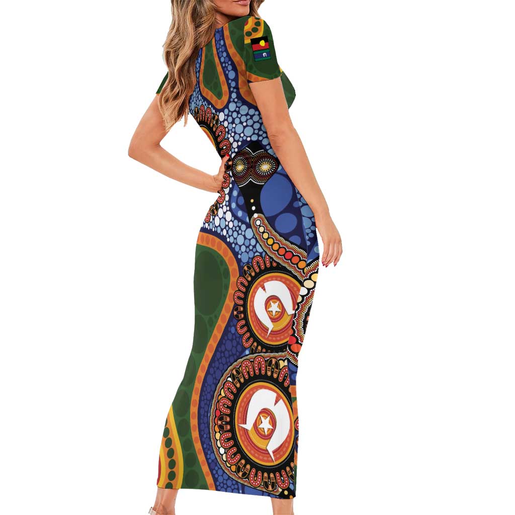 Australia NAIDOC Week 2026 Family Matching Short Sleeve Bodycon Dress and Hawaiian Shirt 50 Years of Deadly Dhari Snake Aboriginal Art