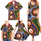 Australia NAIDOC Week 2026 Family Matching Summer Maxi Dress and Hawaiian Shirt 50 Years of Deadly Dhari Snake Aboriginal Art