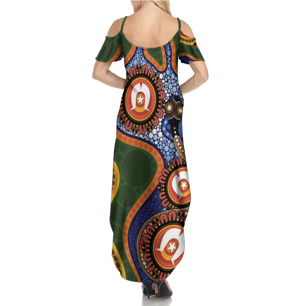 Australia NAIDOC Week 2026 Family Matching Summer Maxi Dress and Hawaiian Shirt 50 Years of Deadly Dhari Snake Aboriginal Art