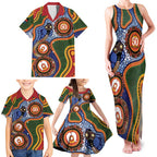 Australia NAIDOC Week 2026 Family Matching Tank Maxi Dress and Hawaiian Shirt 50 Years of Deadly Dhari Snake Aboriginal Art