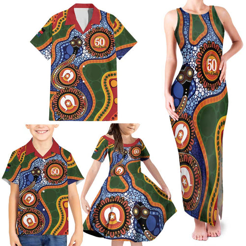 Australia NAIDOC Week 2026 Family Matching Tank Maxi Dress and Hawaiian Shirt 50 Years of Deadly Dhari Snake Aboriginal Art