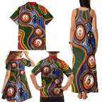 Australia NAIDOC Week 2026 Family Matching Tank Maxi Dress and Hawaiian Shirt 50 Years of Deadly Dhari Snake Aboriginal Art