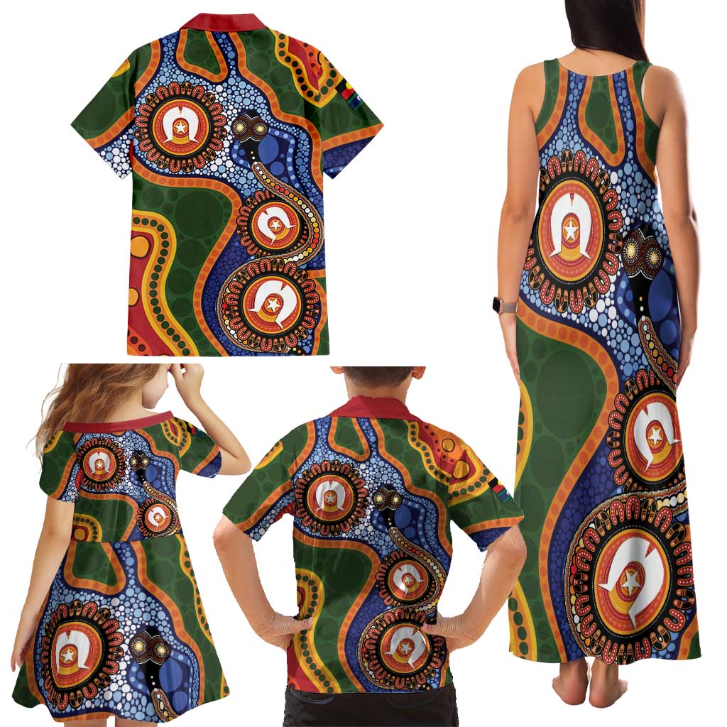 Australia NAIDOC Week 2026 Family Matching Tank Maxi Dress and Hawaiian Shirt 50 Years of Deadly Dhari Snake Aboriginal Art