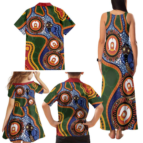 Australia NAIDOC Week 2026 Family Matching Tank Maxi Dress and Hawaiian Shirt 50 Years of Deadly Dhari Snake Aboriginal Art