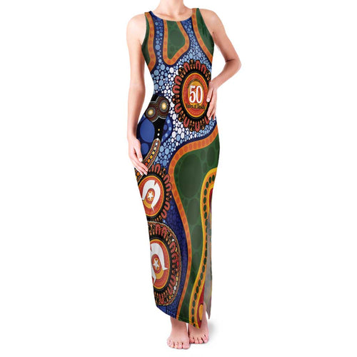 Australia NAIDOC Week 2026 Family Matching Tank Maxi Dress and Hawaiian Shirt 50 Years of Deadly Dhari Snake Aboriginal Art