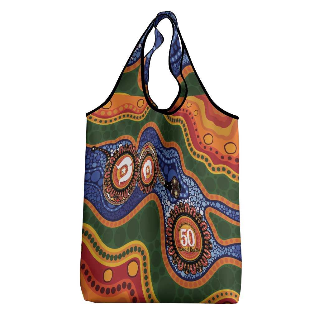Australia NAIDOC Week 2026 Grocery Bag 50 Years of Deadly Dhari Snake Aboriginal Art