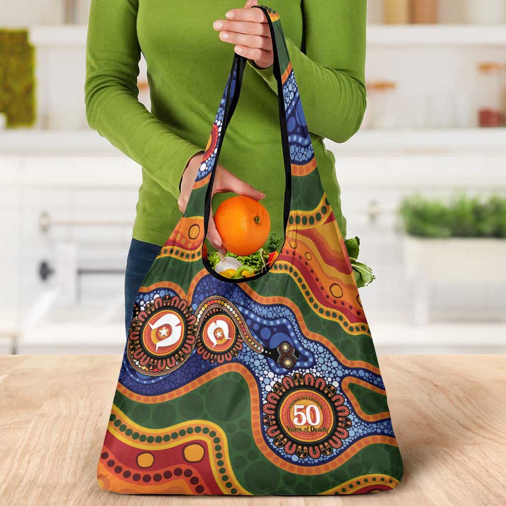 Australia NAIDOC Week 2026 Grocery Bag 50 Years of Deadly Dhari Snake Aboriginal Art