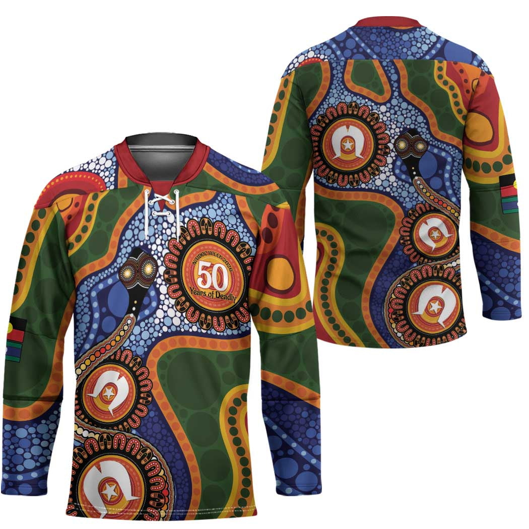 Australia NAIDOC Week 2026 Hockey Jersey 50 Years of Deadly Dhari Snake Aboriginal Art