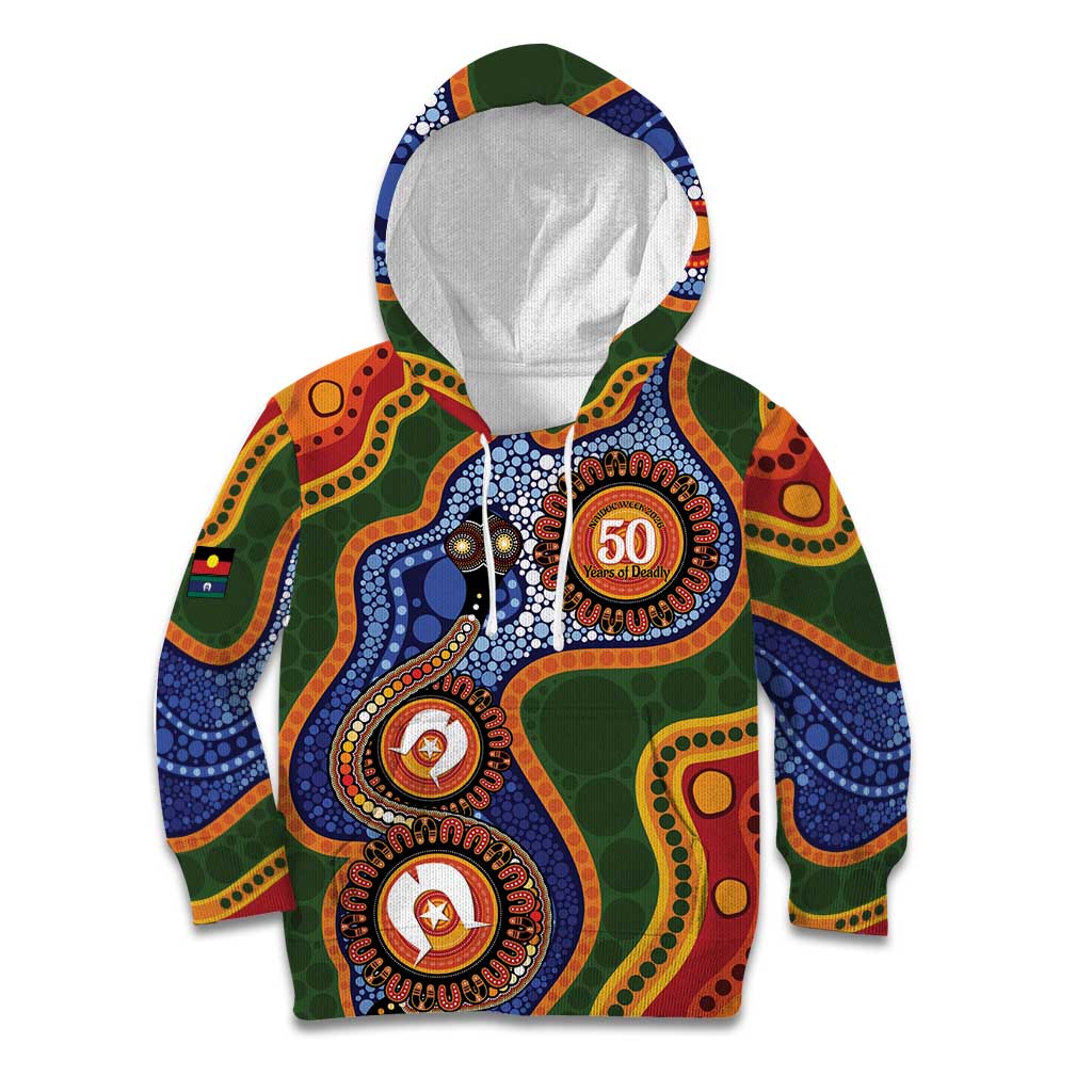 Australia NAIDOC Week 2026 Kid Hoodie 50 Years of Deadly Dhari Snake Aboriginal Art