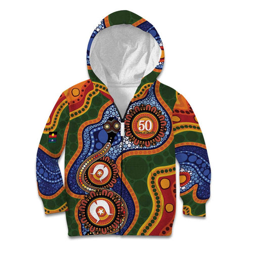 Australia NAIDOC Week 2026 Kid Hoodie 50 Years of Deadly Dhari Snake Aboriginal Art