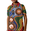 Australia NAIDOC Week 2026 Kid Polo Shirt 50 Years of Deadly Dhari Snake Aboriginal Art