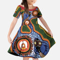 Australia NAIDOC Week 2026 Kid Short Sleeve Dress 50 Years of Deadly Dhari Snake Aboriginal Art