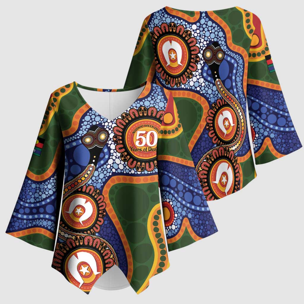 Australia NAIDOC Week 2026 Kimono Sleeve Blouse 50 Years of Deadly Dhari Snake Aboriginal Art