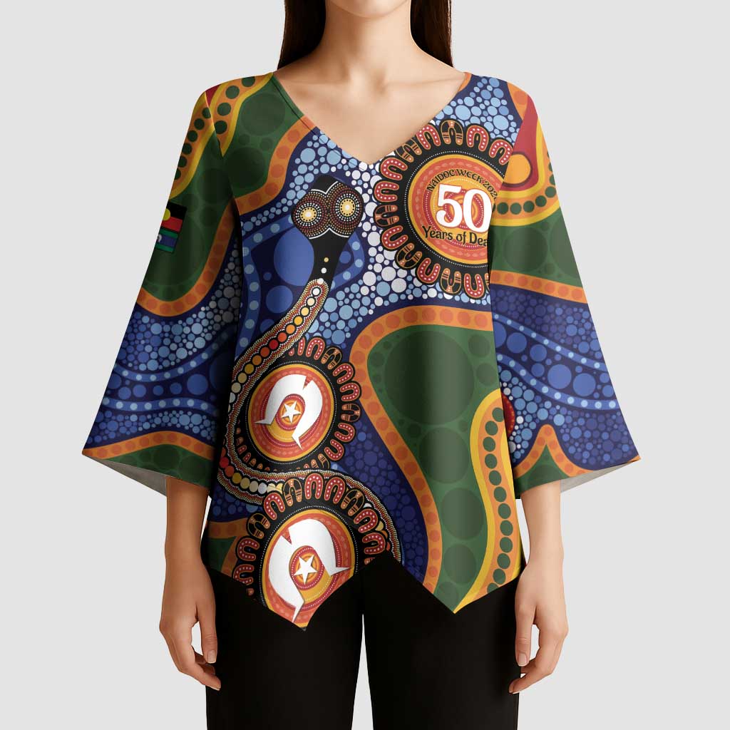 Australia NAIDOC Week 2026 Kimono Sleeve Blouse 50 Years of Deadly Dhari Snake Aboriginal Art