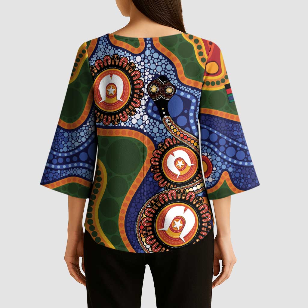 Australia NAIDOC Week 2026 Kimono Sleeve Blouse 50 Years of Deadly Dhari Snake Aboriginal Art