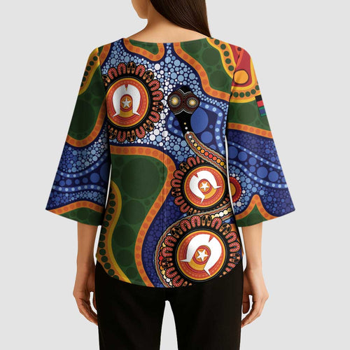 Australia NAIDOC Week 2026 Kimono Sleeve Blouse 50 Years of Deadly Dhari Snake Aboriginal Art