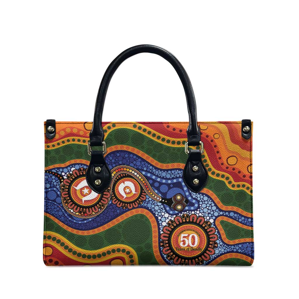 Australia NAIDOC Week 2026 Leather Bag 50 Years of Deadly Dhari Snake Aboriginal Art