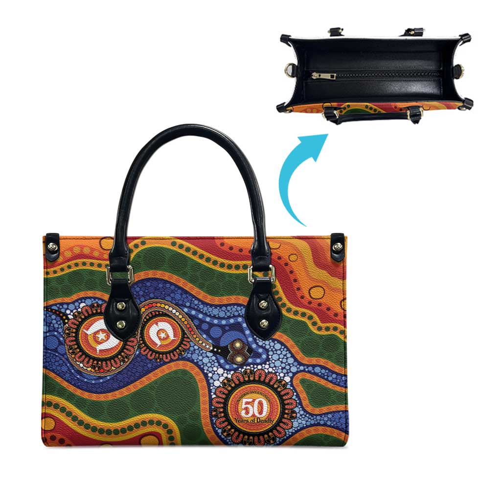 Australia NAIDOC Week 2026 Leather Bag 50 Years of Deadly Dhari Snake Aboriginal Art
