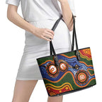 Australia NAIDOC Week 2026 Leather Tote Bag 50 Years of Deadly Dhari Snake Aboriginal Art