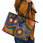 Australia NAIDOC Week 2026 Leather Tote Bag 50 Years of Deadly Dhari Snake Aboriginal Art