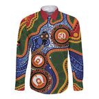 Australia NAIDOC Week 2026 Long Sleeve Button Shirt 50 Years of Deadly Dhari Snake Aboriginal Art
