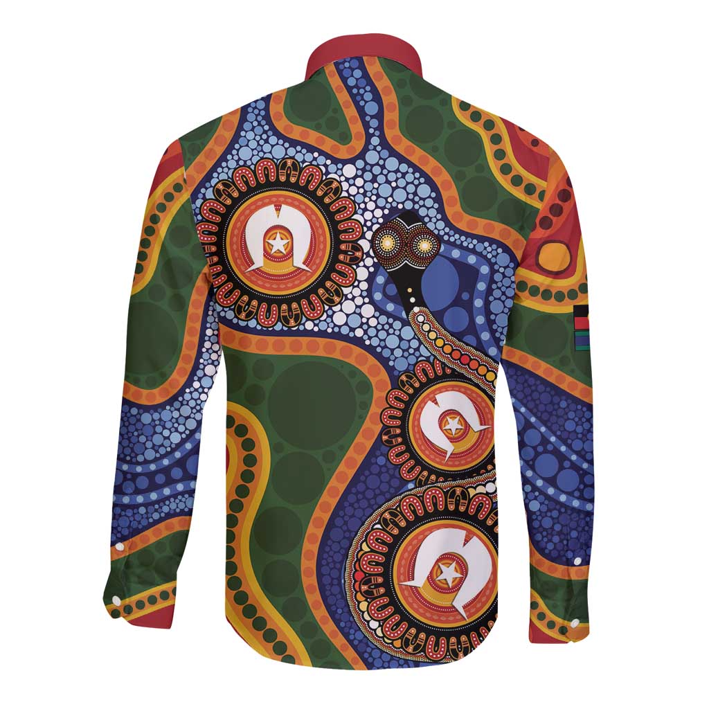 Australia NAIDOC Week 2026 Long Sleeve Button Shirt 50 Years of Deadly Dhari Snake Aboriginal Art