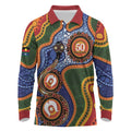 Australia NAIDOC Week 2026 Long Sleeve Polo Shirt 50 Years of Deadly Dhari Snake Aboriginal Art