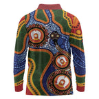 Australia NAIDOC Week 2026 Long Sleeve Polo Shirt 50 Years of Deadly Dhari Snake Aboriginal Art