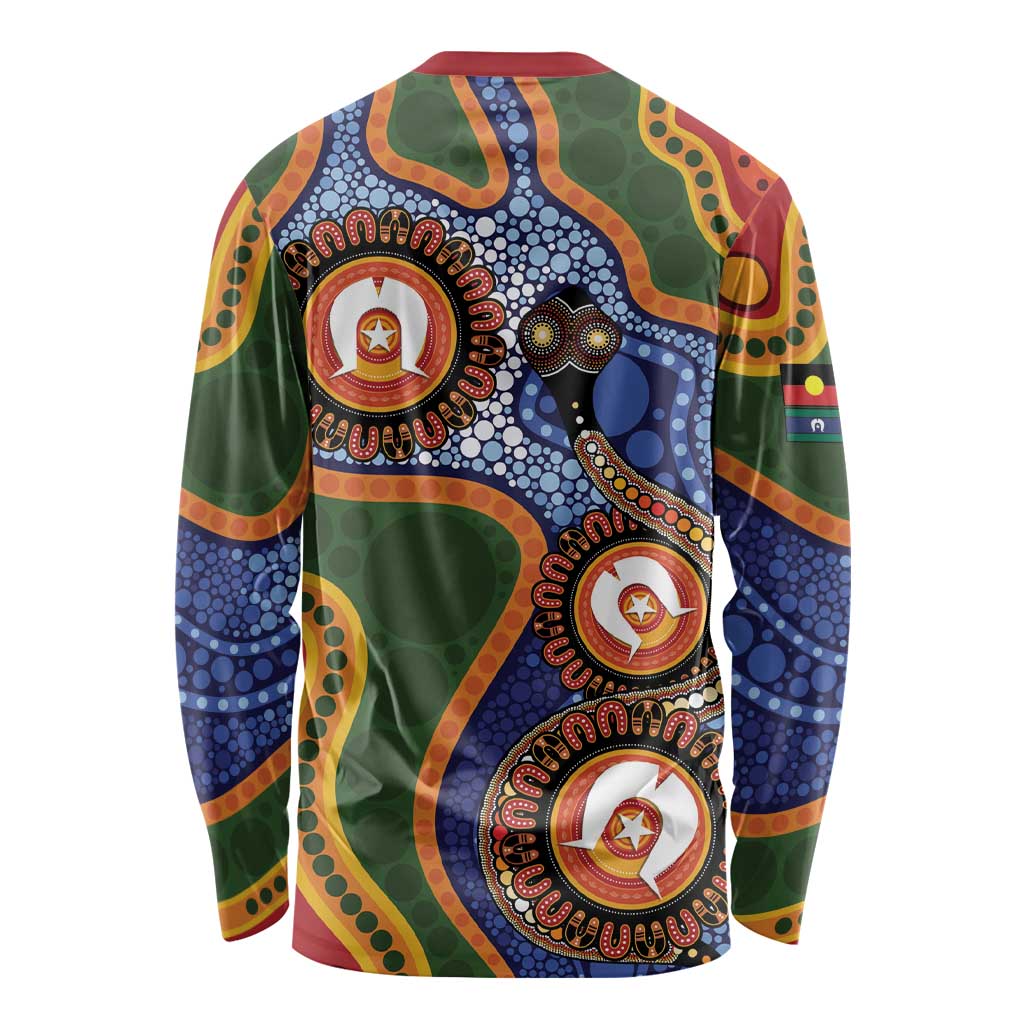 Australia NAIDOC Week 2026 Long Sleeve Shirt 50 Years of Deadly Dhari Snake Aboriginal Art