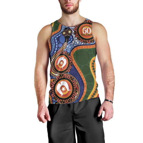 Australia NAIDOC Week 2026 Men Tank Top 50 Years of Deadly Dhari Snake Aboriginal Art
