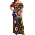 Australia NAIDOC Week 2026 Off Shoulder Maxi Dress 50 Years of Deadly Dhari Snake Aboriginal Art