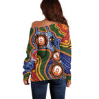 Australia NAIDOC Week 2026 Off Shoulder Sweater 50 Years of Deadly Dhari Snake Aboriginal Art