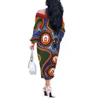 Australia NAIDOC Week 2026 Off The Shoulder Long Sleeve Dress 50 Years of Deadly Dhari Snake Aboriginal Art