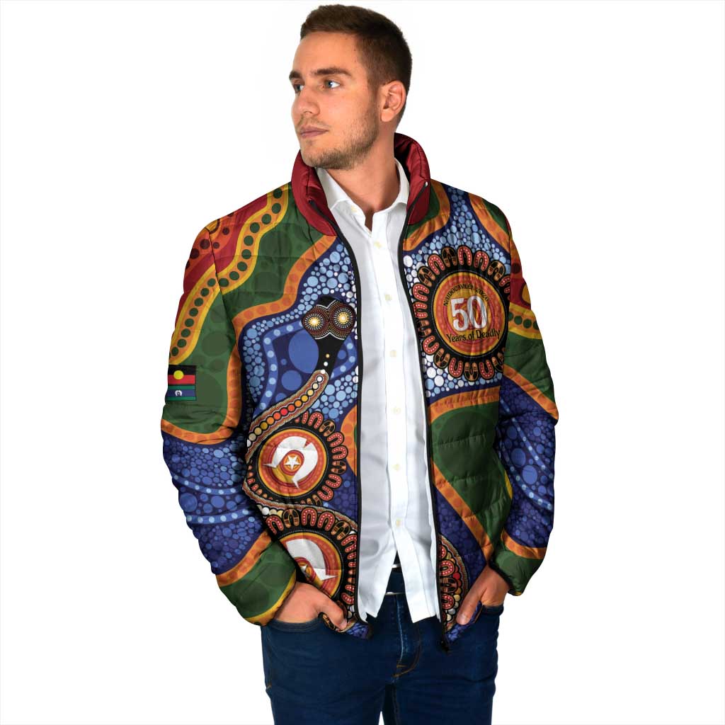Australia NAIDOC Week 2026 Padded Jacket 50 Years of Deadly Dhari Snake Aboriginal Art
