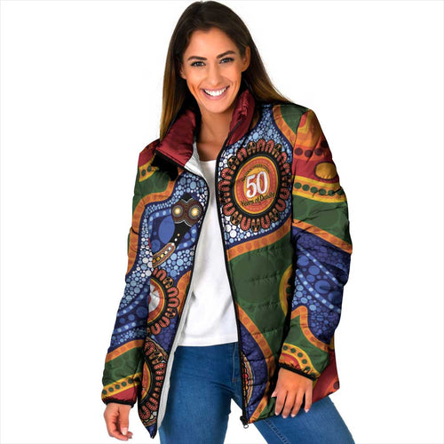 Australia NAIDOC Week 2026 Padded Jacket 50 Years of Deadly Dhari Snake Aboriginal Art
