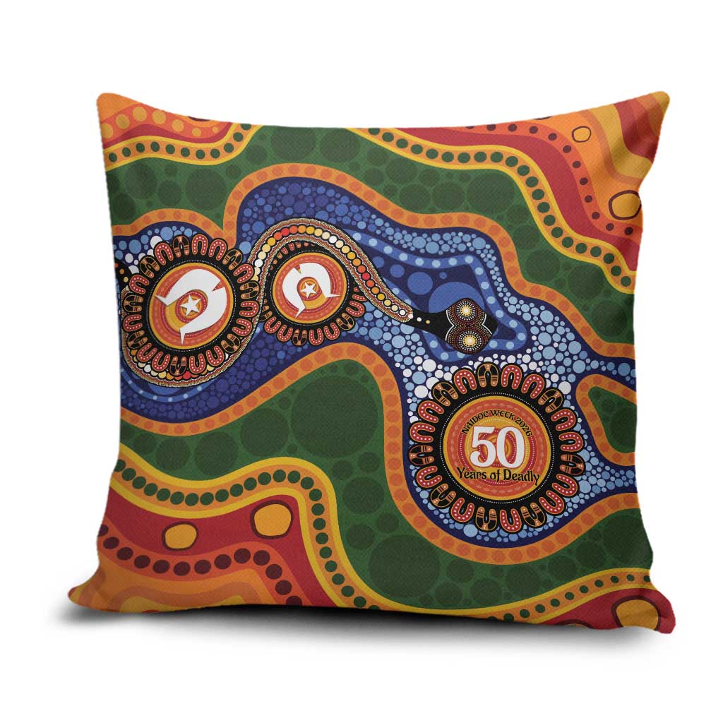 Australia NAIDOC Week 2026 Pillow Cover 50 Years of Deadly Dhari Snake Aboriginal Art