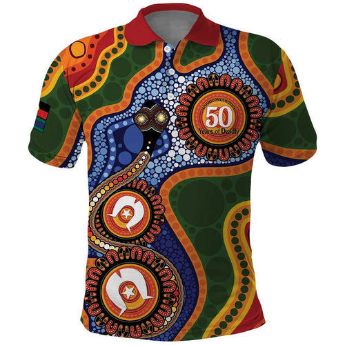 Australia NAIDOC Week 2026 Polo Shirt 50 Years of Deadly Dhari Snake Aboriginal Art