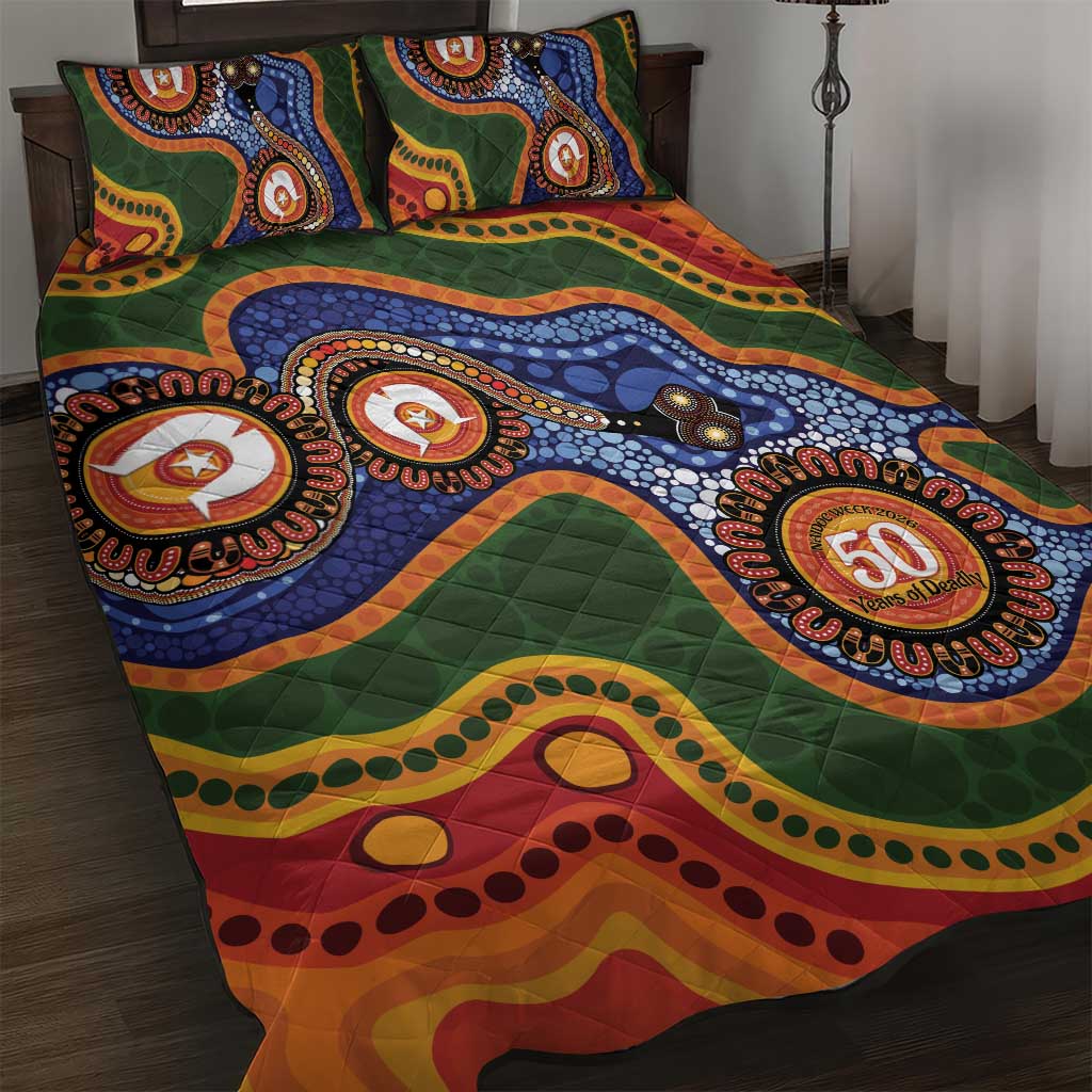 Australia NAIDOC Week 2026 Quilt Bed Set 50 Years of Deadly Dhari Snake Aboriginal Art