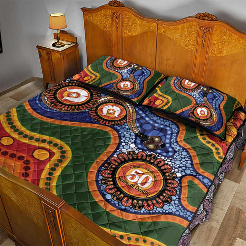 Australia NAIDOC Week 2026 Quilt Bed Set 50 Years of Deadly Dhari Snake Aboriginal Art