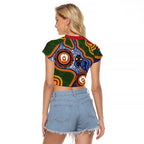 Australia NAIDOC Week 2026 Raglan Cropped T Shirt 50 Years of Deadly Dhari Snake Aboriginal Art