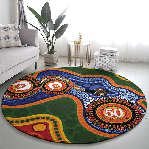 Australia NAIDOC Week 2026 Round Carpet 50 Years of Deadly Dhari Snake Aboriginal Art