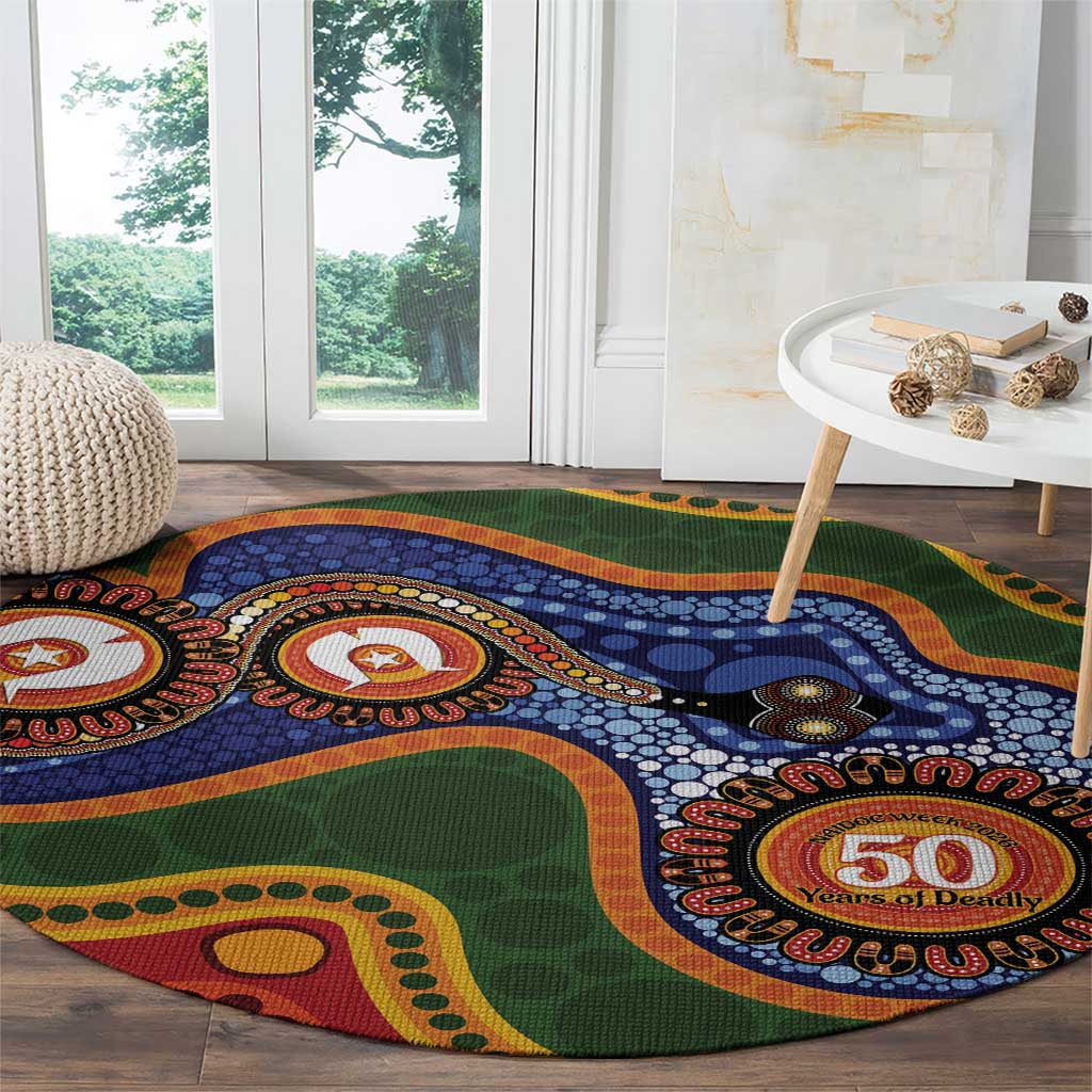 Australia NAIDOC Week 2026 Round Carpet 50 Years of Deadly Dhari Snake Aboriginal Art