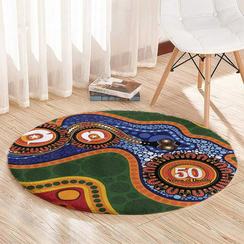 Australia NAIDOC Week 2026 Round Carpet 50 Years of Deadly Dhari Snake Aboriginal Art