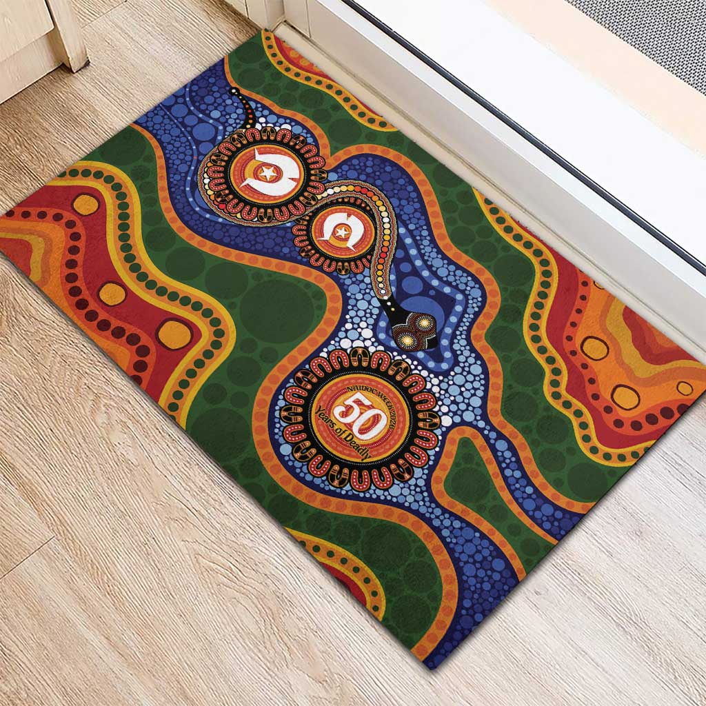Australia NAIDOC Week 2026 Rubber Doormat 50 Years of Deadly Dhari Snake Aboriginal Art