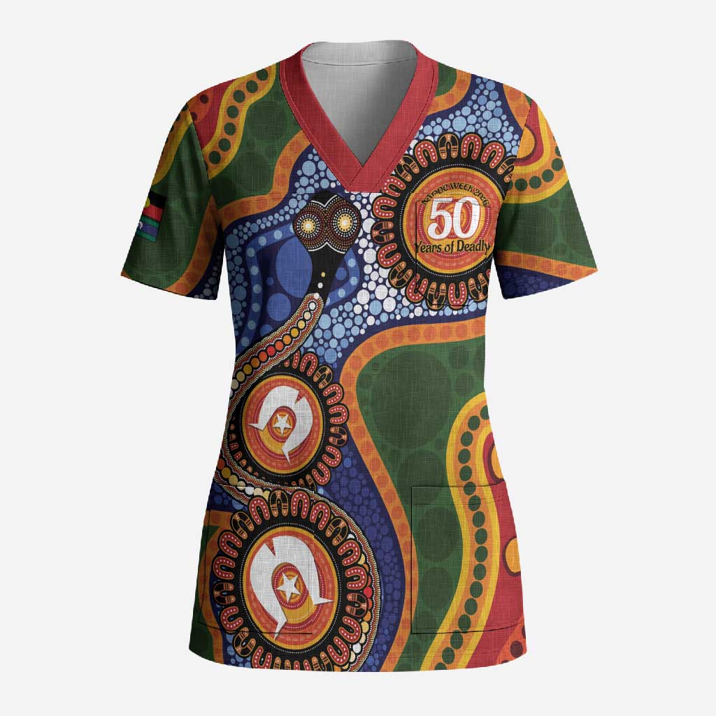 Australia NAIDOC Week 2026 Scrub Top 50 Years of Deadly Dhari Snake Aboriginal Art