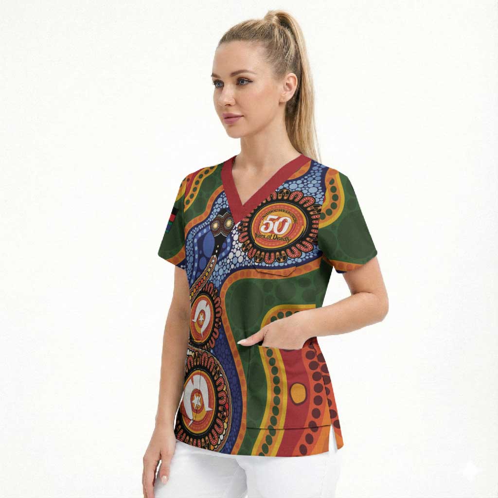 Australia NAIDOC Week 2026 Scrub Top 50 Years of Deadly Dhari Snake Aboriginal Art