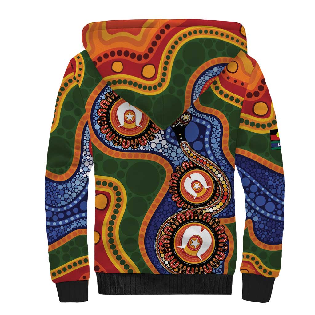 Australia NAIDOC Week 2026 Sherpa Hoodie 50 Years of Deadly Dhari Snake Aboriginal Art