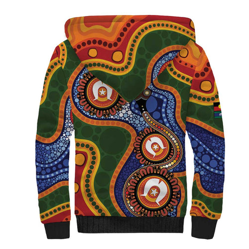 Australia NAIDOC Week 2026 Sherpa Hoodie 50 Years of Deadly Dhari Snake Aboriginal Art